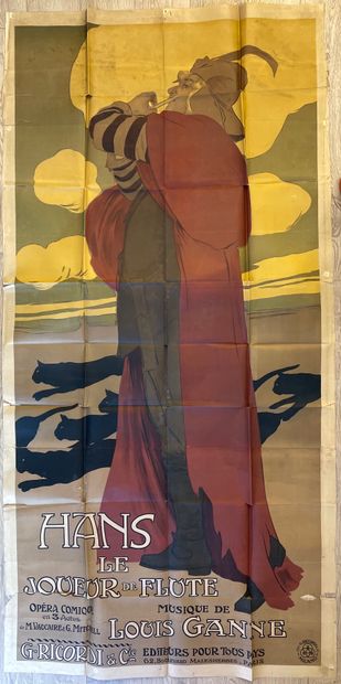 null 梅特利科维茨（莱奥波尔多）。"魔笛手汉斯"（1907年）。彩色石版画。尺寸：234 x 116厘米（折页处被切开，边缘有细微的损失）。
