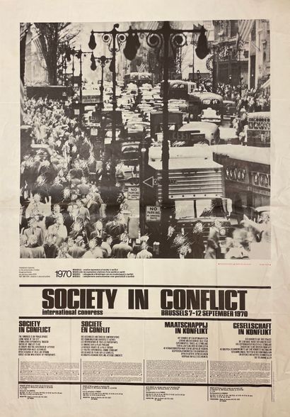 null MASS MOVING PROJECT. "Society in Conflict" (1970). Planche offset sur papier...