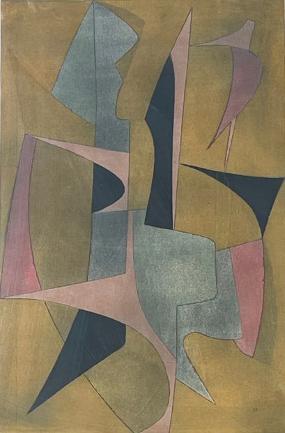 VANDEN BORRE (Guillaume). "Composition" (1954). Gouache et aquarelle sur papier,...