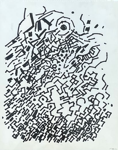 GERMAIN (Jacques). "Composition" (1982). Encre sur papier, datée et signée au coin...