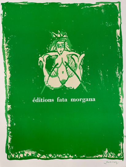 ALECHINSKY (Pierre). "关于反动思想的论文"（1977年）。信前的海报。为1980年在法兰西画廊举办的 "Fata Morgana版，作家和画家...