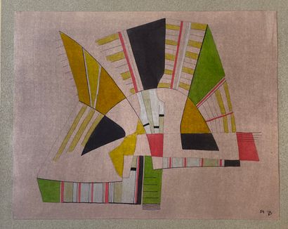 VANDEN BORRE (Guillaume). "Composition" (1954). Aquarelle et encre sur papier, datée...