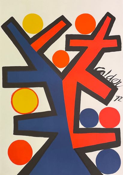 CALDER (Alexander). "不对称的树"（1972年）。彩色石版画印在坚固的纸张上。支持物和主题的尺寸：81.5 x 58厘米。