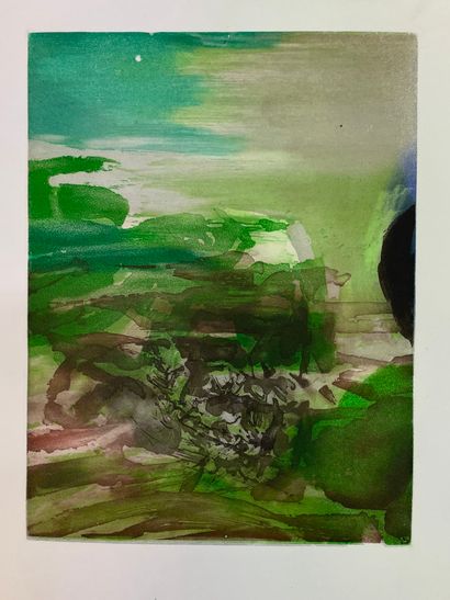 ZAO (Wou-Ki). "Randonnées" (1974). Eau-forte en couleurs et aquatinte tirée sur papier...