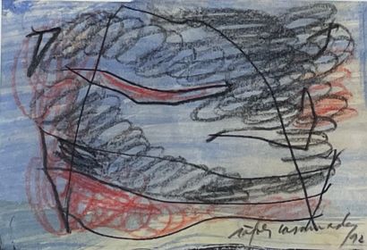 null RAFOLS CASAMADA (Alberto). "Composition" (1992). Aquarelle et pastel sur papier,...