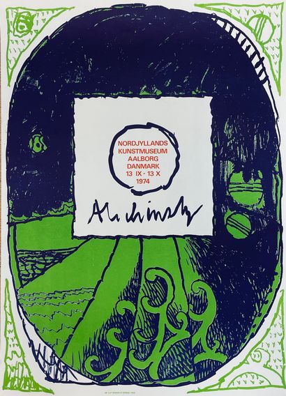 ALECHINSKY (Pierre). "秋祭"（1972年）。彩色石版画。P.，Arte，1972年，支持和主题的尺寸：60 x 40厘米（Charron，35）/IDEM。"Alechinsky"（1974）。为他在奥尔堡博物馆的展览出版的石版画。P.,...