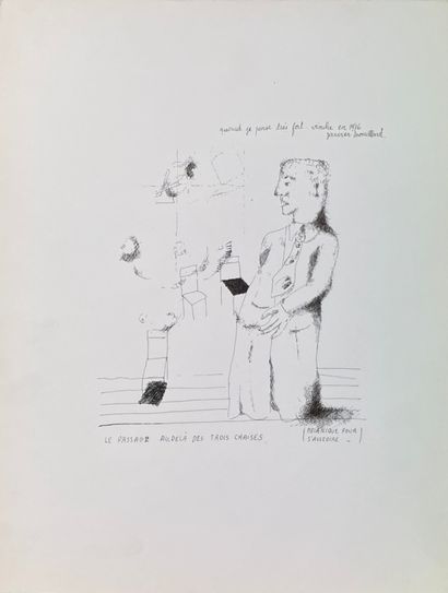 VINCHE (Lionel). "Le Petit pique le grand de son javelot" (1976). Encre sur papier,...