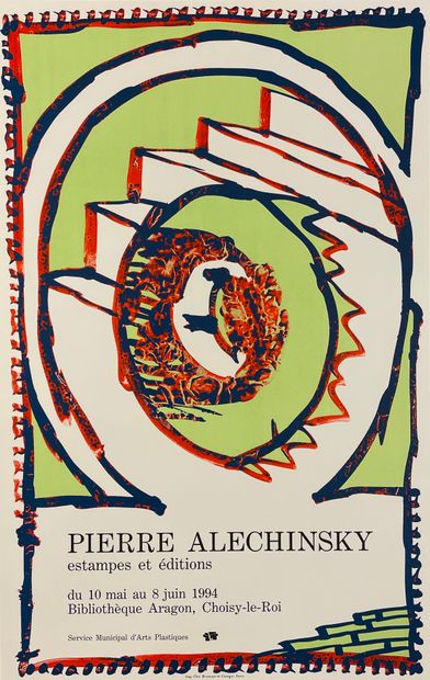 ALECHINSKY (Pierre). "La Taille douce"（1969）。平版印刷海报。P., Clot, Bramsen et Georges,...