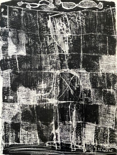 DUBUFFET (Jean). "Homme et mur" (1945). Lithographie en noir tirée sur Montval. Tirage...