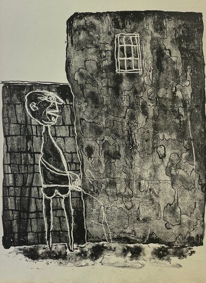 DUBUFFET (Jean). "Pisseur au mur" (1945). Lithographie en noir tirée sur vergé de...