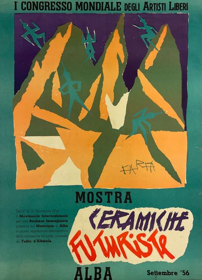 null FARFA. "Ceramiche Futuriste" (1956). Affiche lithographique en couleurs réalisée...