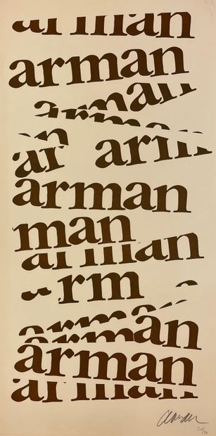 ARMAN (Armand Fernandez, dit). 无题》（1972年）。单色石板画印在Arches牛皮纸上，仅有20/30，并有铅笔签名。P., La...