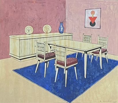 BAUGNIET (Marcel-Louis). "Interior project". Gouache on paper, dated and signed on...