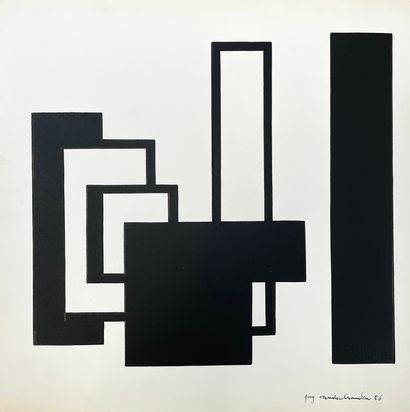 VANDENBRANDEN (Guy). "Composition" (1956). Sérigraphie en noir, datée et signée à...