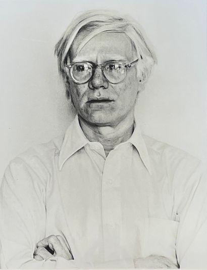 CROMPHOUT (André). "Portrait de Andy Warhol". Tirage argentique, just. I/V et signé...