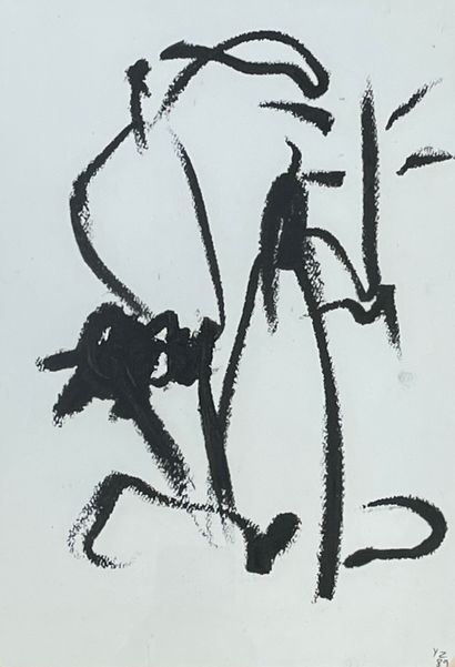 ZURSTRASSEN (Yves). "Composition" (1989). Pastel sur papier, daté et signé, monté...