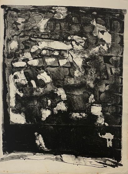 DUBUFFET (Jean). "Mur au pied sombre" (1945). Lithographie en noir tirée sur vergé...