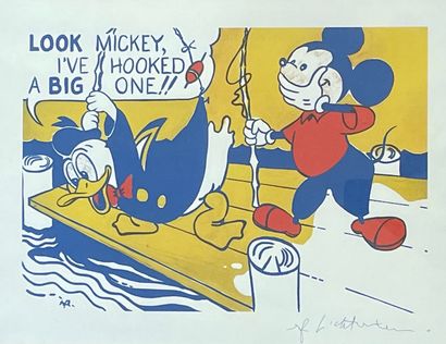 LICHTENSTEIN (Roy). "Look Mickey". Lithographie en couleurs, montée sous passe-partout...