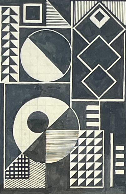 ANONYME. "Geometric composition". Ink drawing mounted in a wooden frame. Dim. frame...