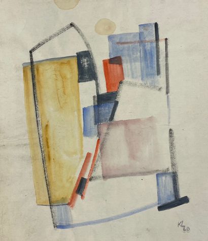 LEWY (Kurt). "Composition" (1960). Aquarelle sur papier, datée et signée au coin...