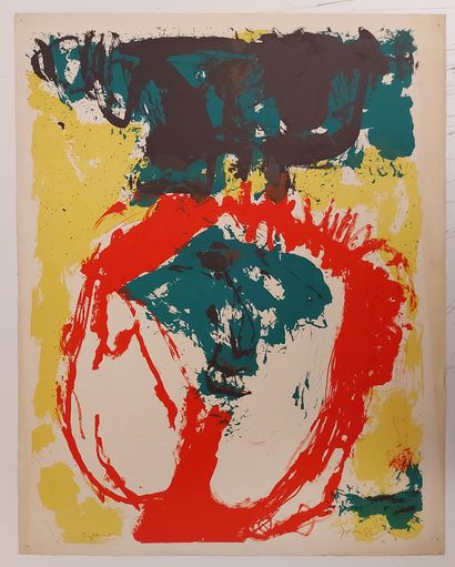 JORN (Asger). 
Sans titre (1956-57). Lithographie en couleurs tirée sur papier vélin,...