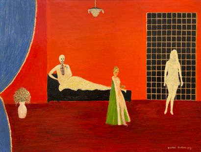 COULON (Berthe). "La Femme blanche" (1969). Huile sur panneau, montée sous cadre...