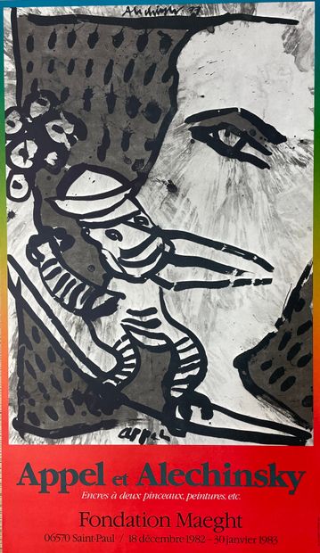 ALECHINSKY (Pierre). "CoBrA 1948-1978"（1978）。为他在Trondhjems的Riis画廊的展览制作的彩色石版画海报。P.,...
