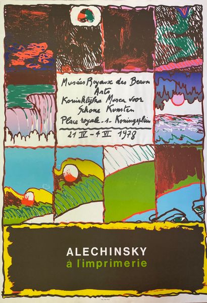 ALECHINSKY (Pierre). "Michel de Gherolde或表象的喜剧"（1980年）。海报。彩色石版画，为艺术家在乔治-蓬皮杜中心的展览制作。P.,...