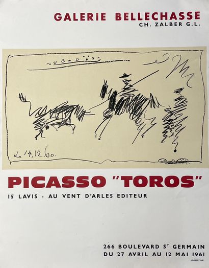 PICASSO (Pablo). "Toros" (1961). Affiche lithographique en couleurs réalisée pour...