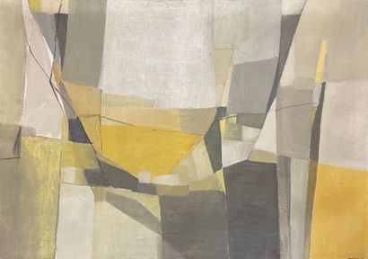 LAMBILLIOTTE (Françoise). "Composition" (1952). Huile sur toile, datée et signée...