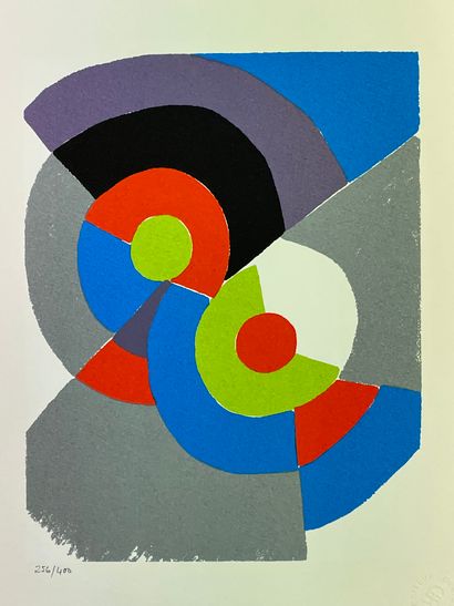 DELAUNAY (Sonia). "Rythme couleur" (1967). Carte de voeux. Lithographie en couleurs...