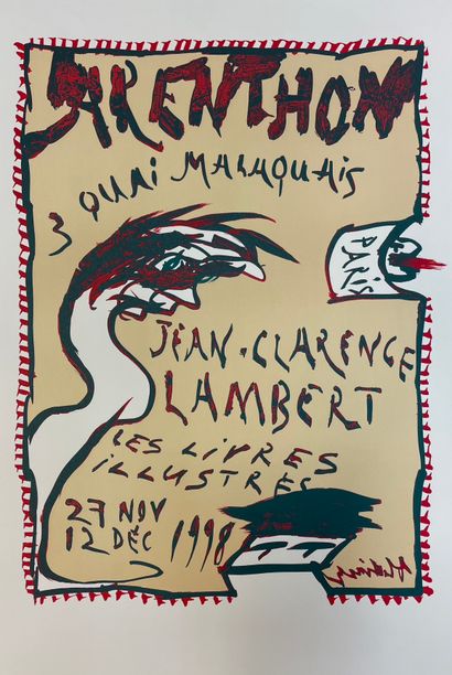 ALECHINSKY (Pierre). 海报（1974）。为在Galerie Lelong举办的个人展览在醋酸纤维板上进行绝缘的绘画，并在胶印机上印刷。尺寸：75...