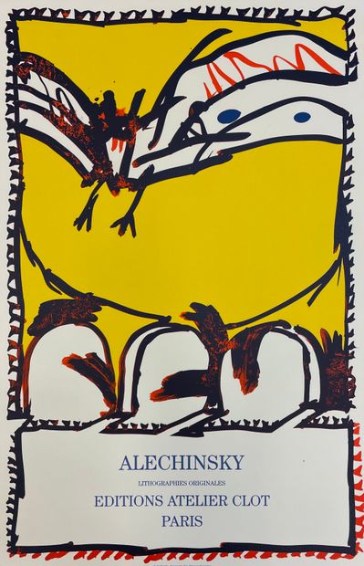 ALECHINSKY (Pierre). "La Maison de Balzac"（1989）。为他在巴黎巴尔扎克之家的展览制作的彩色石印海报。P., Clot,...