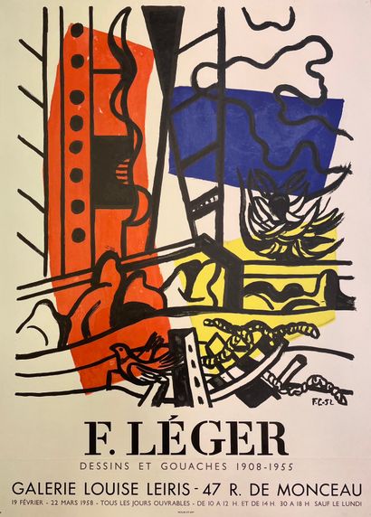 LÉGER (Fernand). Affiche (1958). Lithographie en couleurs éditée pour son exposition...