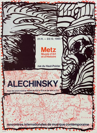ALECHINSKY (Pierre). Affiche (1984). Lithographie en couleurs réalisée pour son exposition...