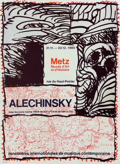 ALECHINSKY (Pierre). Poster (1984). Lithograph in colors realized for his exhibition...