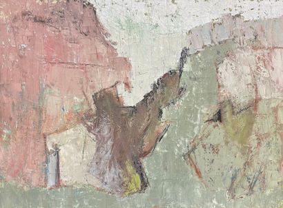 null 
FOURTINA (Anny). "Composition" (1960). Huile sur toile, datée au dos, montée...