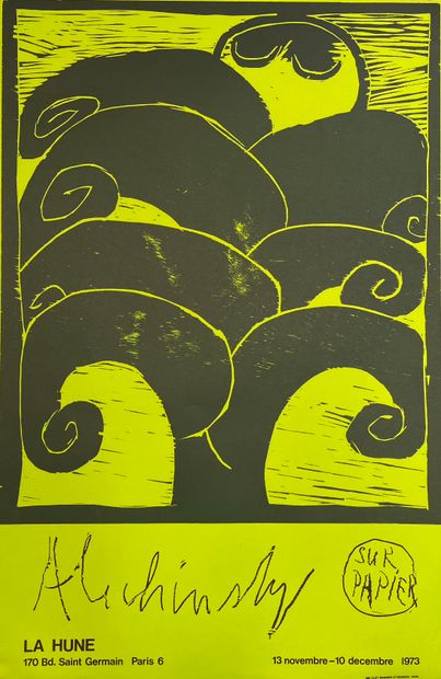 ALECHINSKY (Pierre). Affiche (1973). Gravure sur bois. P., Clot, Bramsen et Georges,...