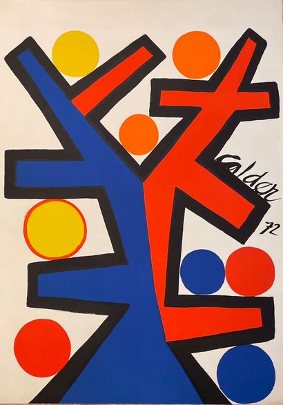CALDER (Alexander). "Asymétrie" (1972). Lithographie en couleurs sur vélin d'Arches....