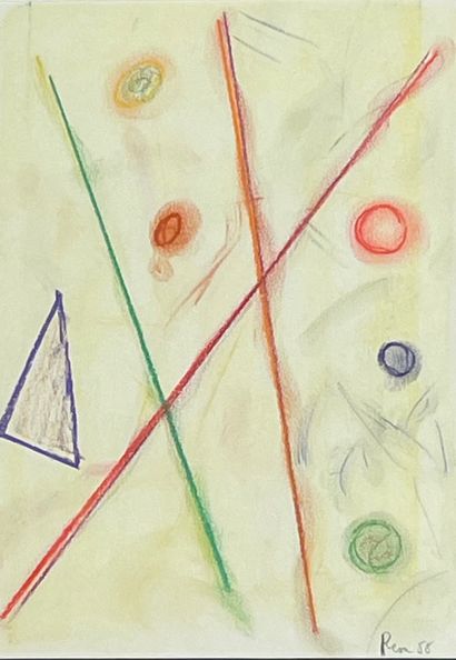 null REM (Raymond Coninckx, dit). "Composition" (1958). Pastel sur papier, daté,...