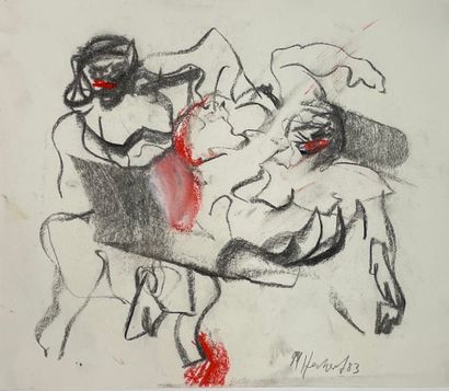 null HECKERT (Michael). "Composition" (1983). Gouache et pastel sur papier, datée...