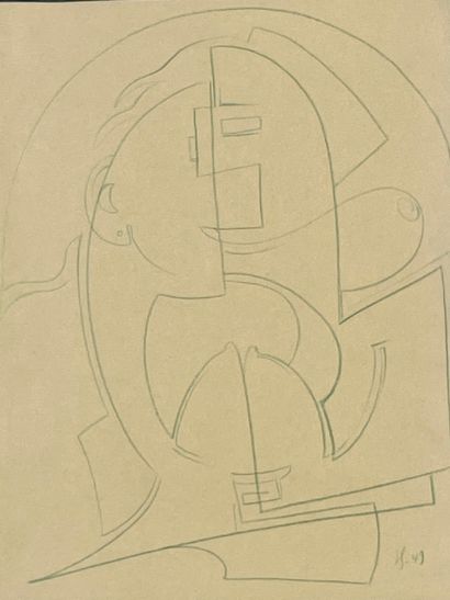 SERVRANCKX (Victor). "Composition" (1949). Crayon sur papier, daté, légendé et signé...
