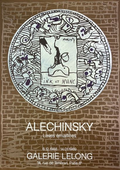 ALECHINSKY (Pierre). 海报（1974）。为在Galerie Lelong举办的个人展览在醋酸纤维板上进行绝缘的绘画，并在胶印机上印刷。尺寸：75...