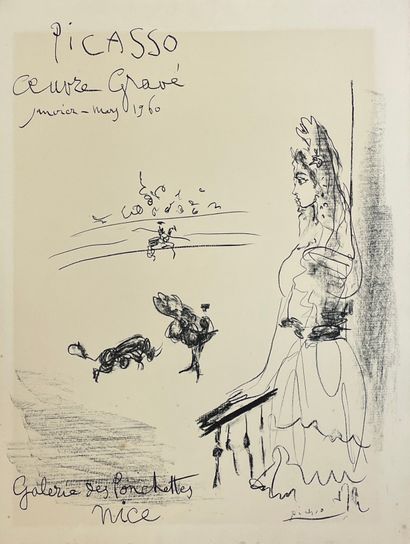 PICASSO (Pablo). "Picasso, Oeuvre gravée" (1960). Affiche lithographique en couleurs...