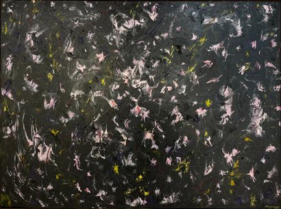 CLUYSENAAR (John). "Composition rose et noire" (ca 1950-60). Huile sur toile, titrée,...