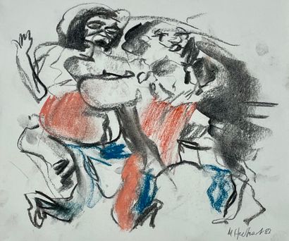 null HECKERT (Michael). ""Composition" (1983). Gouache et pastel sur papier, datée...