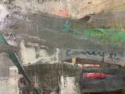 CARREY (Georges). "Composition" (1952). Huile sur toile, signée au coin infér. droit,...