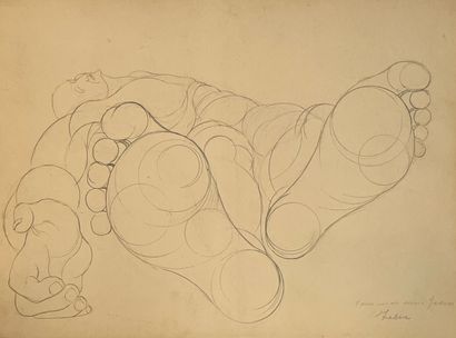 DE BOECK (Félix). Sans titres (1950). Réunion de 3 dessins au crayon, dédicacés,...