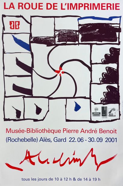 ALECHINSKY (Pierre). "Alechinsky sur Rhône"（1990年）。为他在阿尔勒Réatu博物馆的展览制作的彩色石版画海报。P.,...