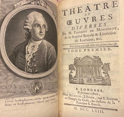 null Palissot de Montenoy.戏剧和杂项作品。伦敦和巴黎，Duchesne，1763年，3卷12册，肖像，XXII-[2]-351-1 bl....